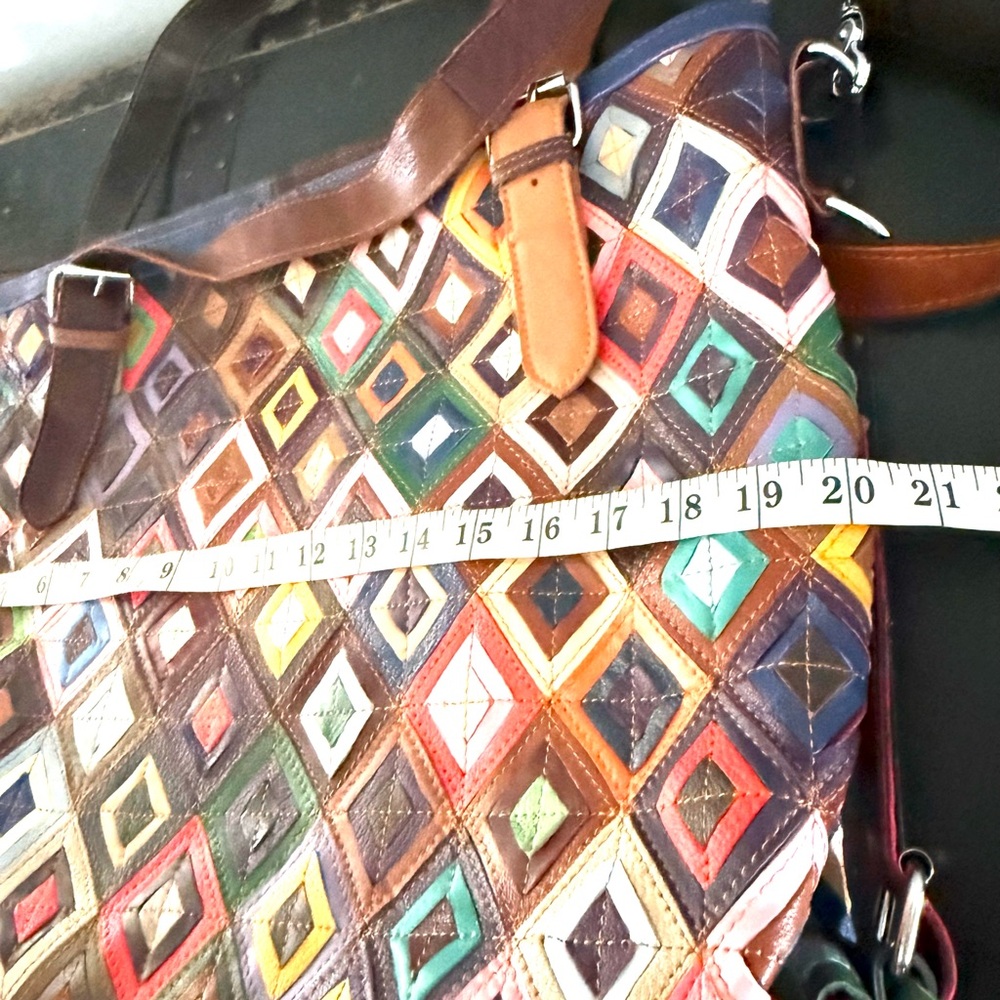 Amerileather Bailey Rainbow Patchwork Leather Tot… - image 4